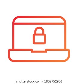 laptop computer with padlock gradient style icon vector illustration design