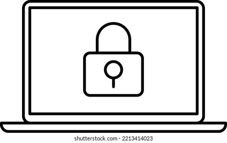 Laptop computer with padlock icon. Vector illustration.