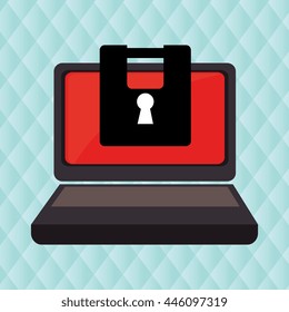 laptop computer with padlock isolated icon design, vector illustration  graphic 