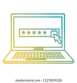 laptop computer with padlock and password