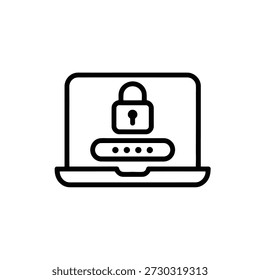 Computador laptop com cadeado e senha ícone da tela de login