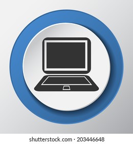 laptop computer paper icon with shadow. Vector illustrations.