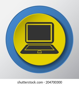 laptop computer paper icon with shadow. Vector illustrations.