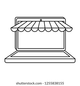 laptop computer with parasol