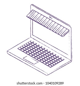 laptop computer with parasol isometric