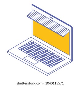 laptop computer with parasol isometric