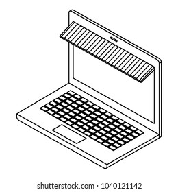 laptop computer with parasol isometric