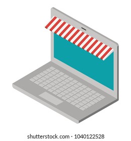 laptop computer with parasol isometric