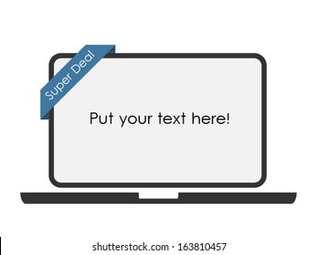 Laptop Computer PC with space for text and ribbon