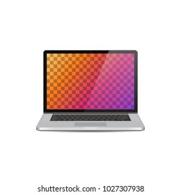 laptop, computer, pc with transparent Wallpaper Screen Isolated on white background. Vector mockup Realistic perspective view  laptop, computer, pc with empty blank screen
