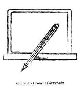 laptop computer with pencil