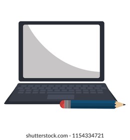 laptop computer with pencil