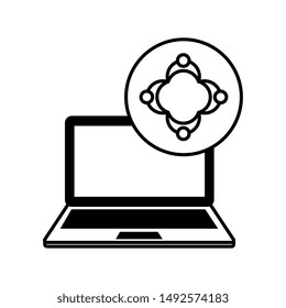 laptop computer with people teamwork