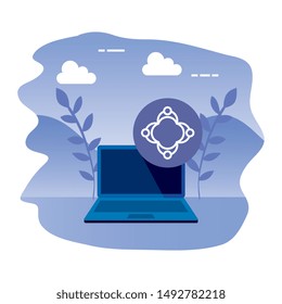 laptop computer with people teamwork