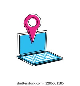 laptop computer with pin location