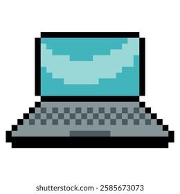 Laptop computer in pixel art style