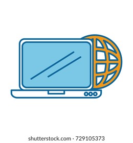 laptop computer with planet