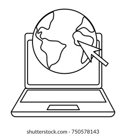 laptop computer with planet