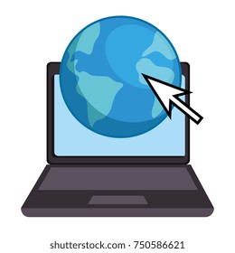 laptop computer with planet
