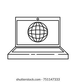 laptop computer with planet
