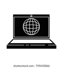 laptop computer with planet