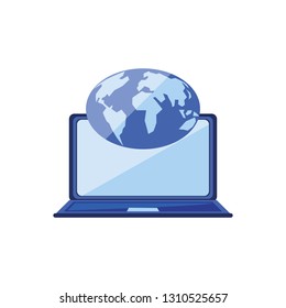 laptop computer with planet earth