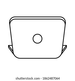 laptop computer portable device back line style vector illustration design