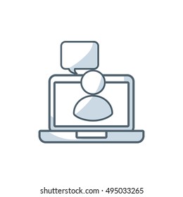 laptop computer portable device with social marketing icon vector illustration design