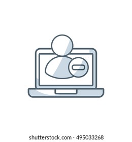 laptop computer portable device with social marketing icon vector illustration design