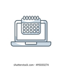 laptop computer portable device with social marketing icon vector illustration design