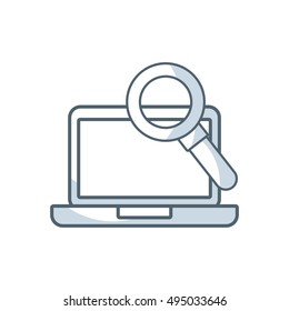 laptop computer portable device with social marketing icon vector illustration design