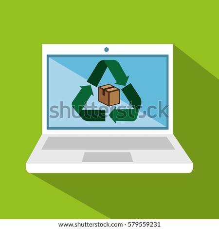 laptop computer with recycle symbol