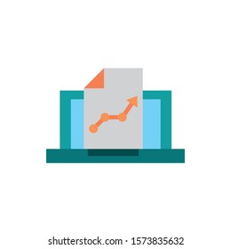 laptop computer report chart business strategy icon vector illustration