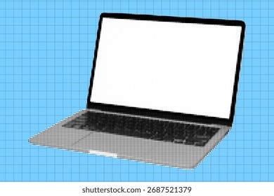 Laptop computer retro halftone collage