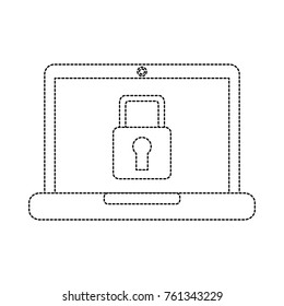 laptop computer with safety lock icon image 