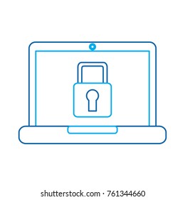 laptop computer with safety lock icon image 