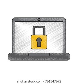 laptop computer with safety lock icon image 