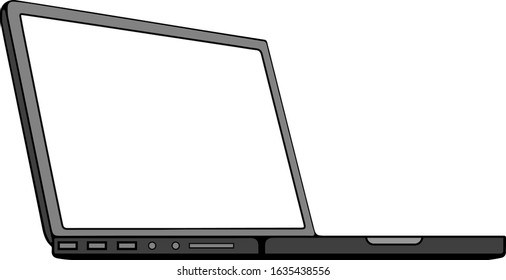 laptop computer, screen cropped to any background or picture, color in gray tones. Vector EPS 10