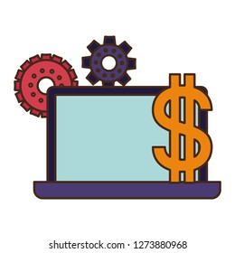 laptop computer screen with dollar symbol