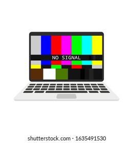 laptop computer screen error  isolated in flat style, vector illustration. Illustration for concept design. Signal error.