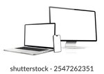 Laptop with computer screen and mobile phone mockup