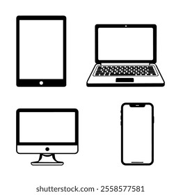 Laptop with computer screen and modern smartphone mockup