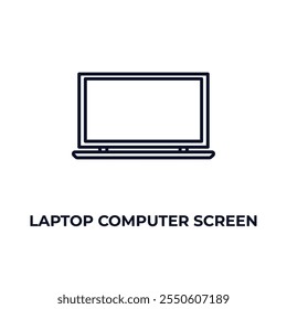 Icono de contorno de pantalla de computadora portátil. Vector lineal desde el concepto de computadora. Icono de pantalla de computadora portátil de línea delgada aislado sobre fondo blanco