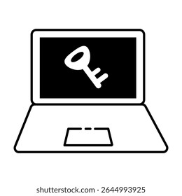 Laptop com Ilustração do Ícone da Chave de Segurança