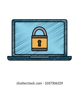 laptop computer security padlock technology cyber