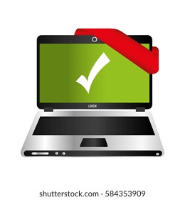 laptop computer with security symbol