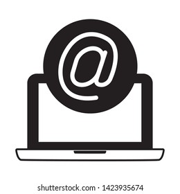 laptop computer send email symbol vector illustration