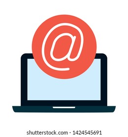 laptop computer send email symbol vector illustration