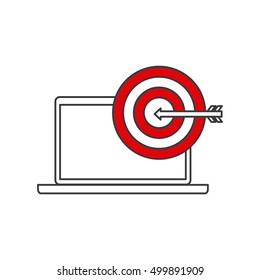 laptop computer with seo icon vector illustration design