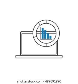 laptop computer with seo icon vector illustration design